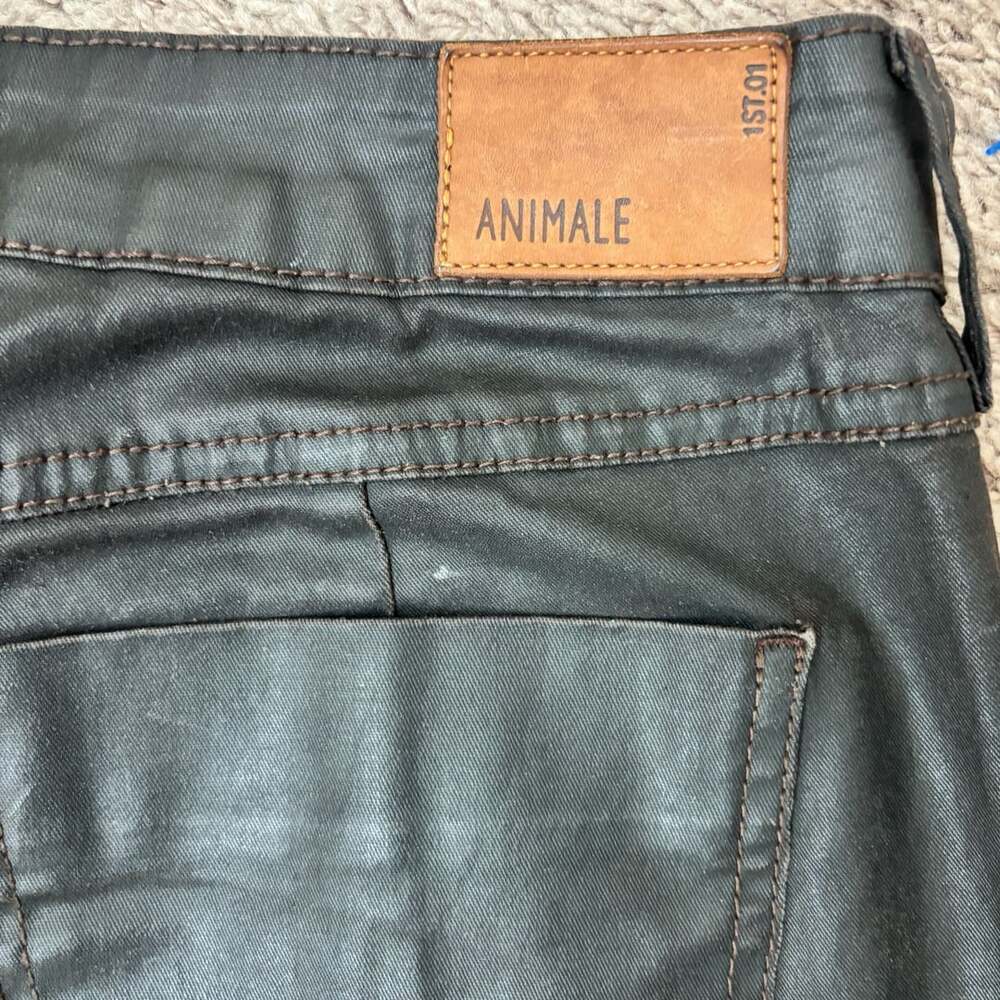 Animale Black Faux Leather Low Rise Retro Slim Fit Women’s Pants Moto Sz 38 - Picture 6 of 6